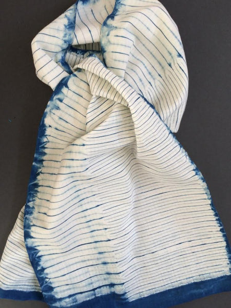 Woven-Shibori Scarf Blank - Large and Small Stripes